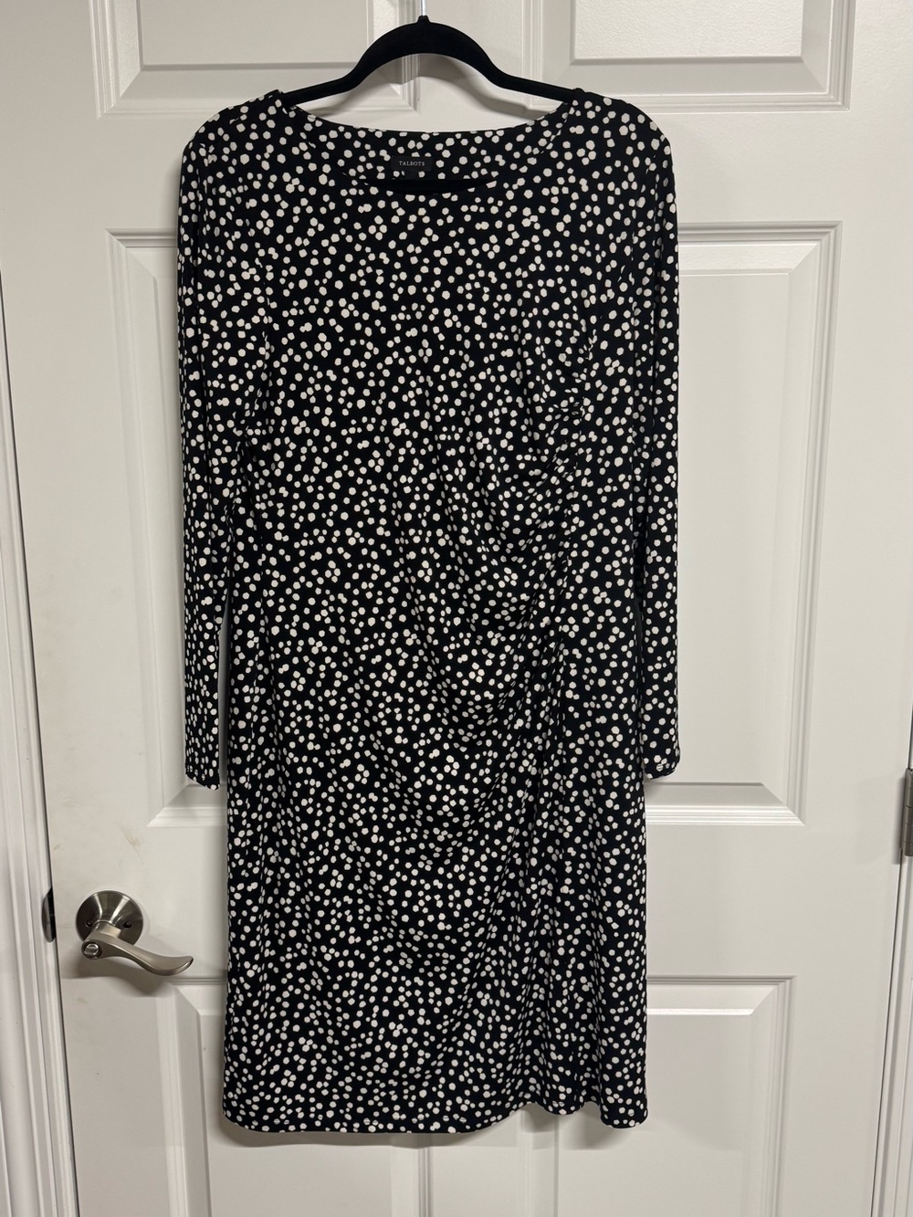 Talbots Black and White Polka Dot Wrap Dress L